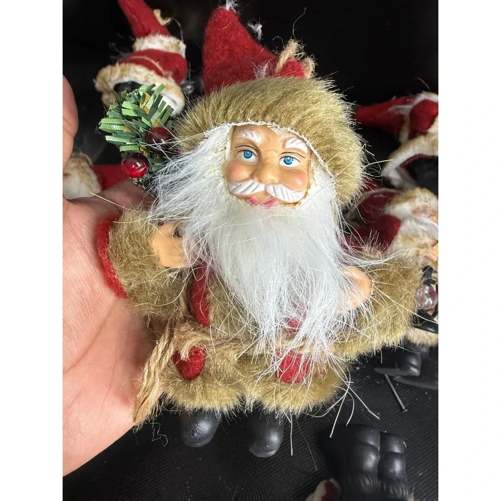 Lot of 8 Holiday Time‎ Santa Claus Christmas Ornaments Red White Faux Fur NWT